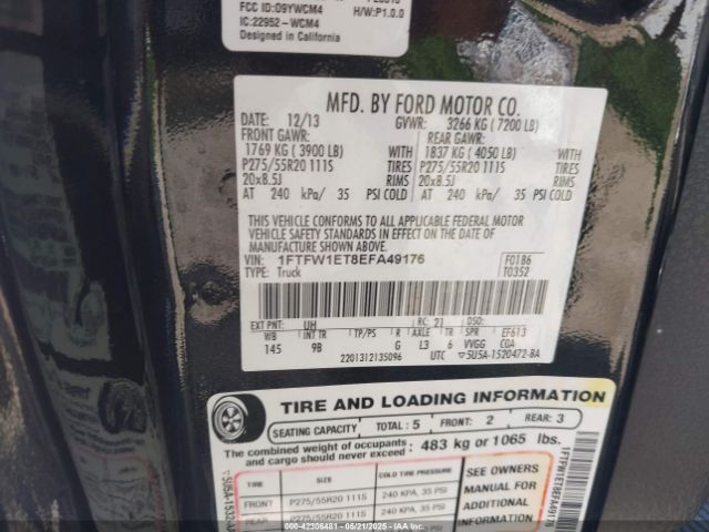 1FTFW1ET8EFA49176 Ford F-150 Platinum