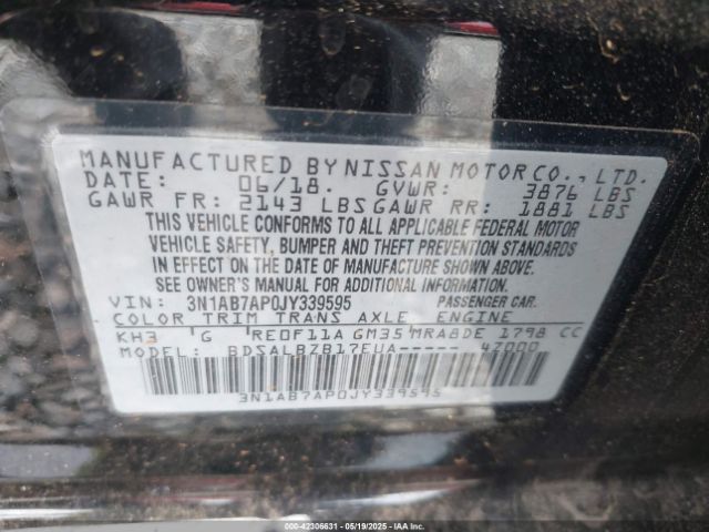 3N1AB7AP0JY339595 Nissan SENTRA S