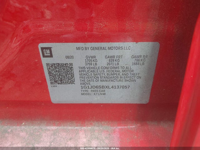 1G1JD6SBXL4137057 Chevrolet Sonic