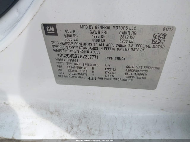 1GC2CVEG7HZ207771 Chevrolet Silverado 2500hd Lt