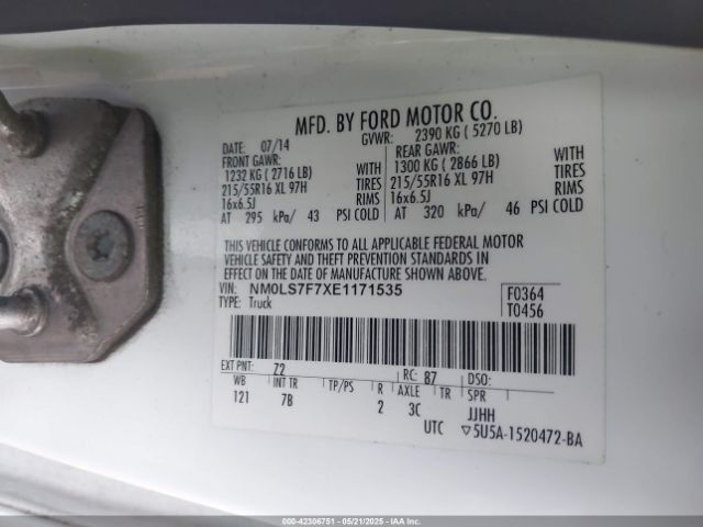 NM0LS7F7XE1171535 Ford Transit Connect Xlt