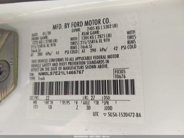 Ford Transit Connect Xl Cargo Van 2020 NM0LS7E21L1466767 Image 9