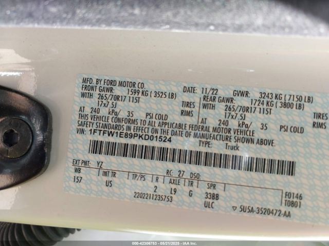 1FTFW1E89PKD01524 Ford F-150 Xlt