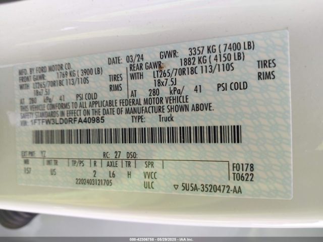 1FTFW3LD0RFA40985 Ford F-150 Xlt