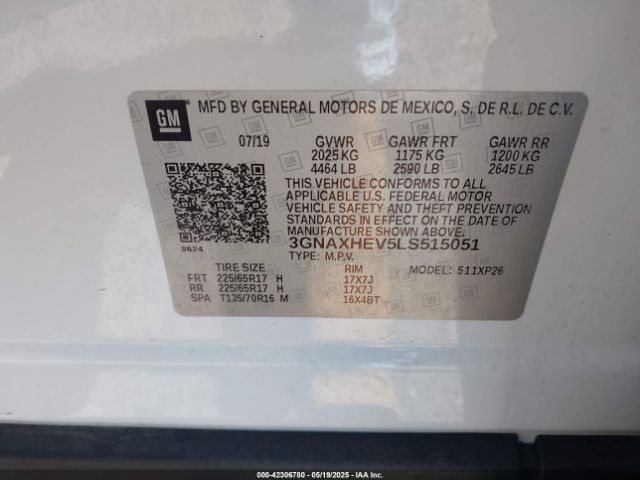 3GNAXHEV5LS515051 Chevrolet Equinox Fwd Ls