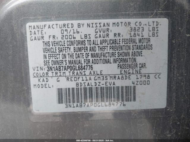 3N1AB7AP0GL684776 Nissan SENTRA SV