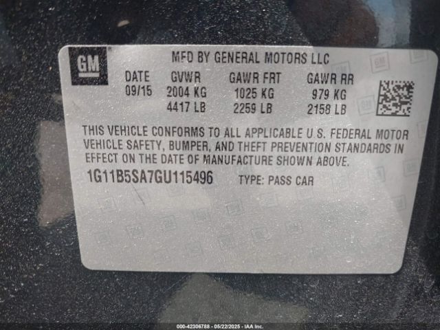 1G11B5SA7GU115496 Chevrolet Malibu Limited Ls