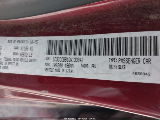 1C3CCCBB1GN133842 Chrysler 200 S