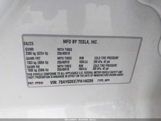 2023 TESLA MODEL Y 7SAYGDEE7PA146286 Photo 8