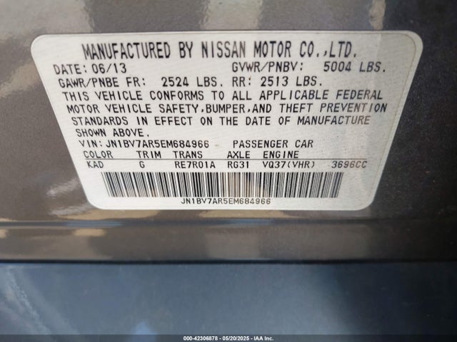 JN1BV7AR5EM684966 Infiniti Q50
