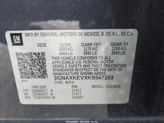 2019 CHEVROLET EQUINOX 3GNAXKEVXKS547103 Photo 8