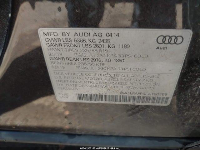 2014 AUDI Q5 WA1LFAFP6EA120158 Photo 8