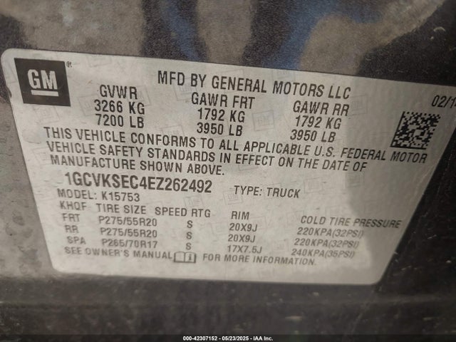 1GCVKSEC4EZ262492 Chevrolet Silverado 1500 1lz