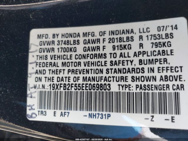 19XFB2F55EE069803 Honda Civic Lx