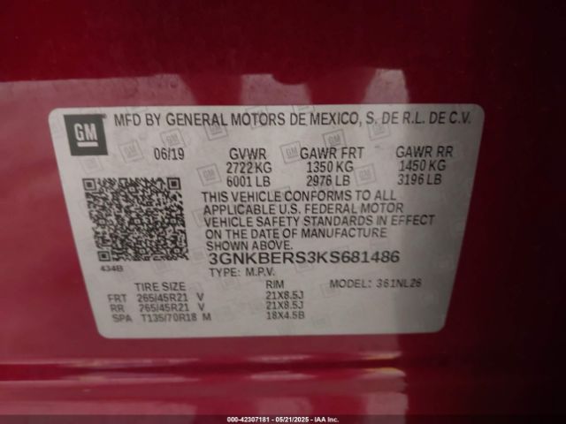 3GNKBERS3KS681486 Chevrolet lgx