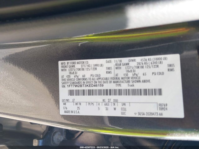1FT7W2BT3KED46159 Ford 2019