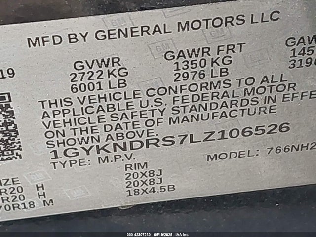 2020 CADILLAC XT5 1GYKNDRS7LZ106526 Photo 8
