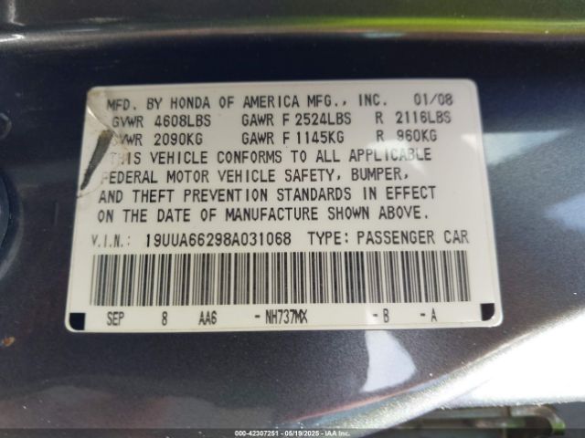 2008 ACURA TL 19UUA66298A031068 Photo 8