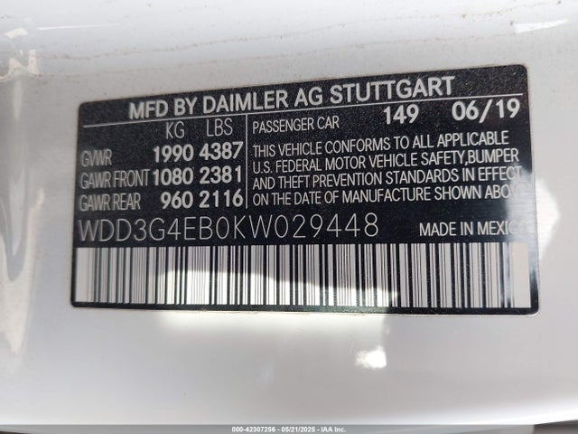 WDD3G4EB0KW029448 Mercedes-Benz m260