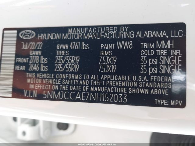 2022 HYUNDAI TUCSON 5NMJCCAE7NH152033 Photo 8