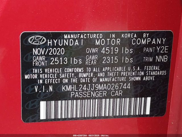 KMHL24JJ9MA026744 Hyundai Sonata Blue