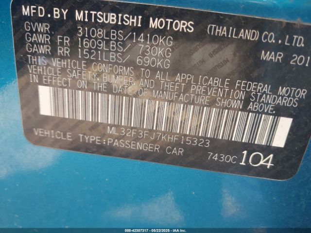 2019 MITSUBISHI MIRAGE G4 ML32F3FJ7KHF15323 Photo 8