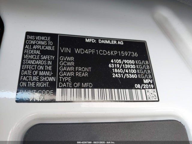 WD4PF1CD6KP159736 Mercedes-Benz om 642 with brake assist