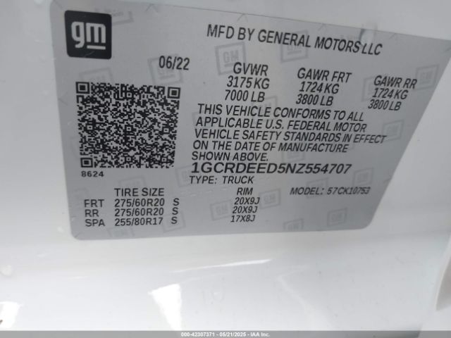 2022 CHEVROLET SILVERADO 1500 1GCRDEED5NZ554707 Photo 8