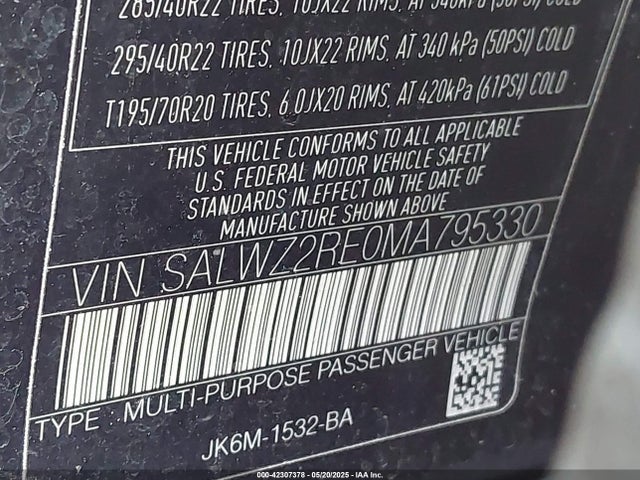 SALWZ2RE0MA795330 Land Rover aj133 s/c