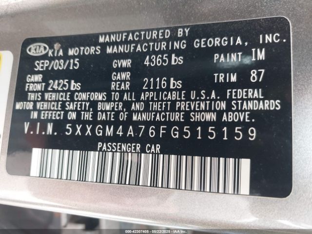 5XXGM4A76FG515159 KIA Optima Lx