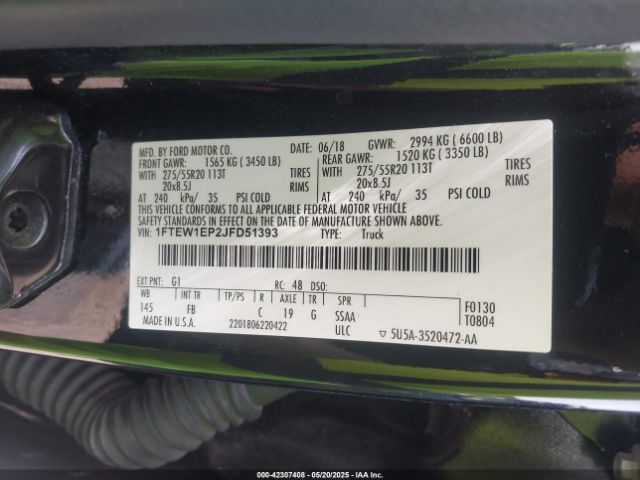 2018 FORD F-150 1FTEW1EP2JFD51393 Photo 8