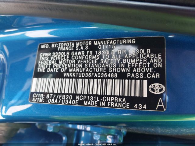VNKKTUD36FA036488 Toyota YARIS LE