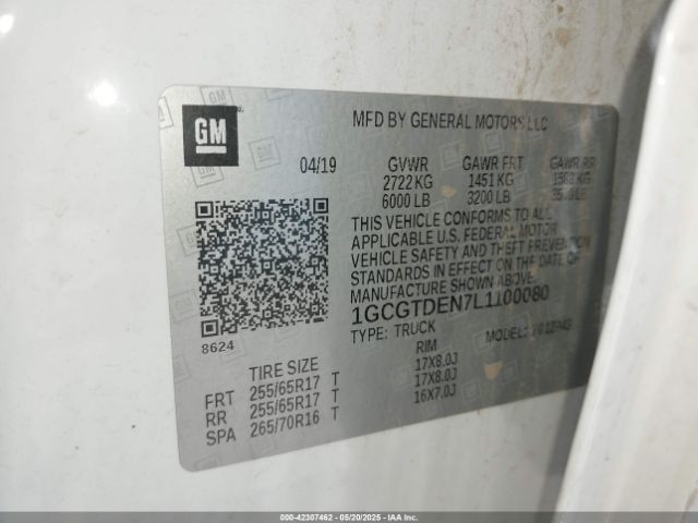 1GCGTDEN7L1100080 Chevrolet Colorado 4wd  Short Box Z71