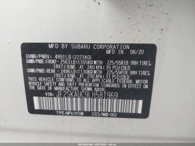 2020 SUBARU FORESTER JF2SKAUC9LH581969 Photo 8