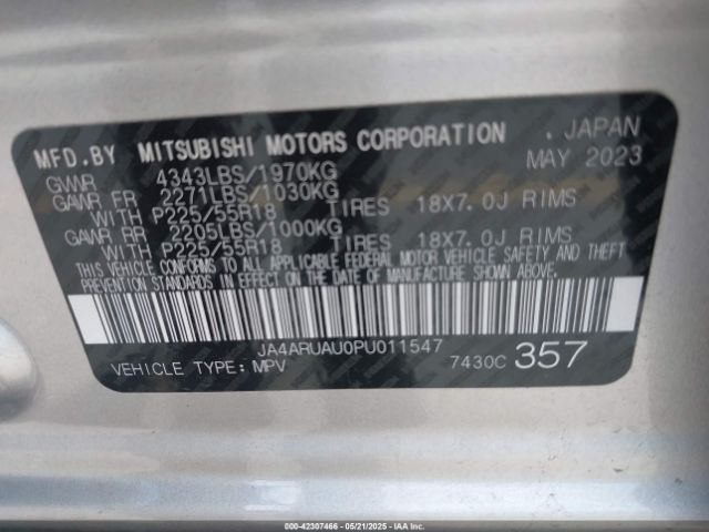 2023 MITSUBISHI OUTLANDER SPORT JA4ARUAU0PU011547 Photo 8