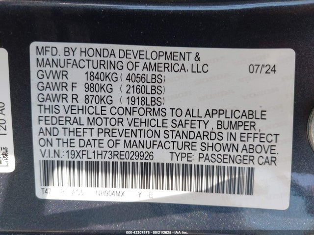 19XFL1H73RE029926 Honda l15b7