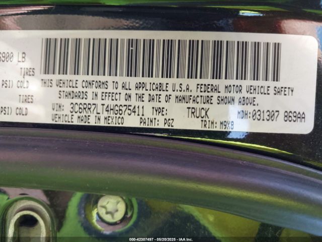 3C6RR7LT4HG675411 RAM 1500 Big Horn  4x4 5'7 Box