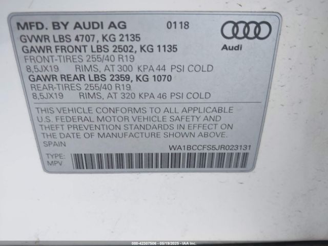 2018 AUDI Q3 WA1BCCFS5JR023131 Photo 8