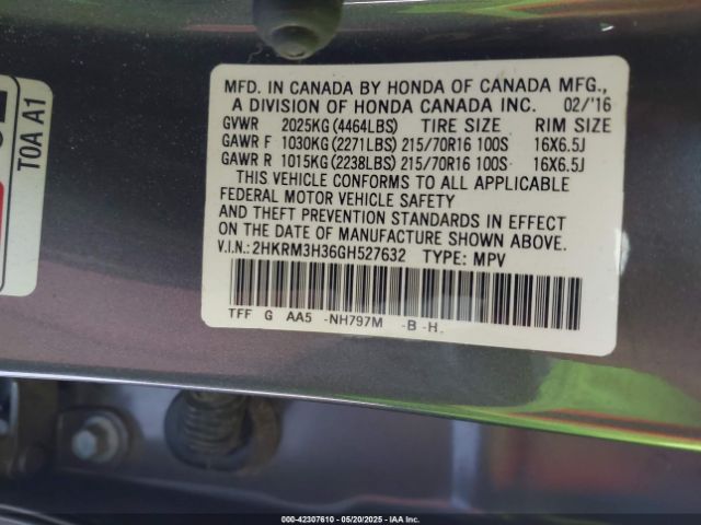2HKRM3H36GH527632 Honda CR-V LX
