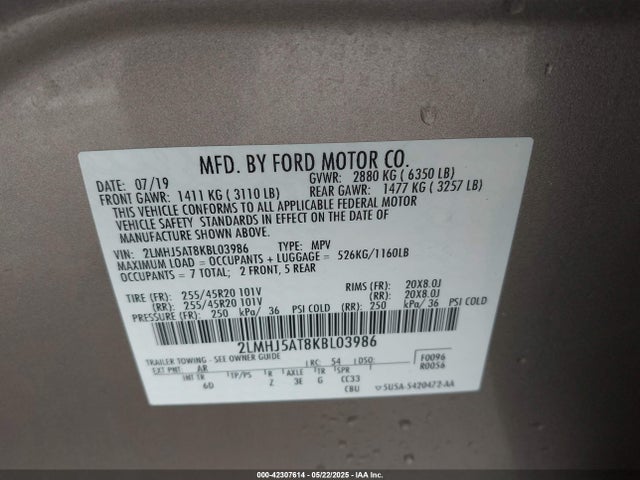 2LMHJ5AT8KBL03986 Lincoln 3.5l gtdi