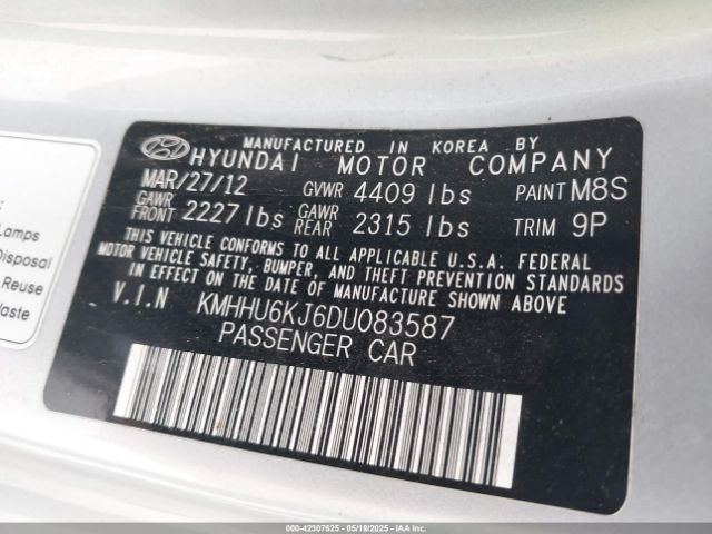 2013 HYUNDAI GENESIS KMHHU6KJ6DU083587 Photo 8