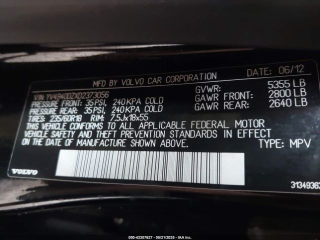 2013 VOLVO XC60 YV4940DZXD2373056 Photo 8