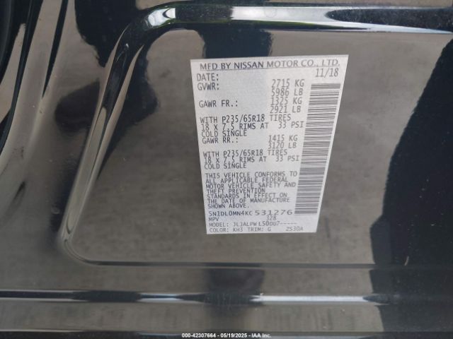 5N1DL0MN4KC531276 Infiniti QX60