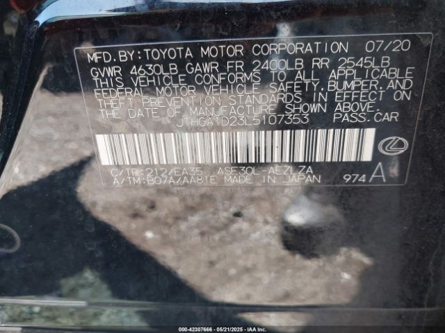 2020 LEXUS IS 300 JTHGA1D23L5107353 Photo 8