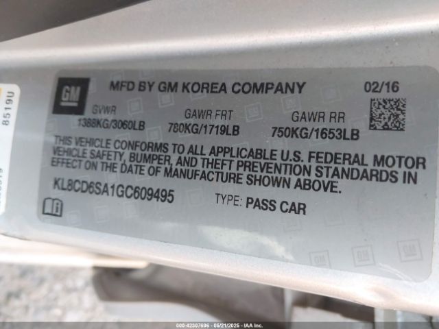 2016 CHEVROLET SPARK KL8CD6SA1GC609495 Photo 8
