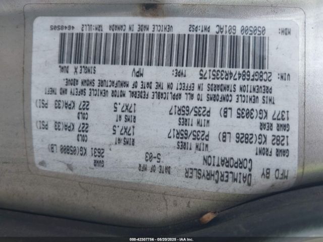 2004 CHRYSLER PACIFICA 2C8GF68474R335175 Photo 8