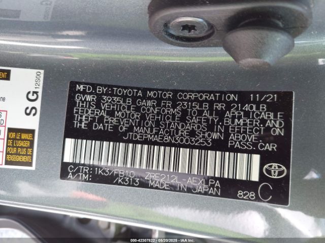JTDEPMAE8N3003253 Toyota 2zr-fae