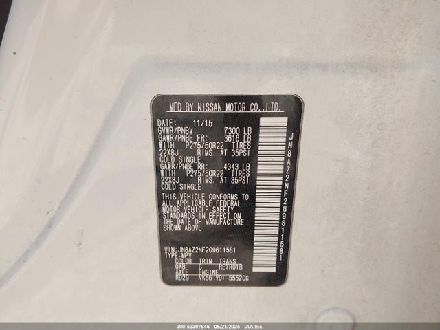 JN8AZ2NF2G9611581 Infiniti QX80