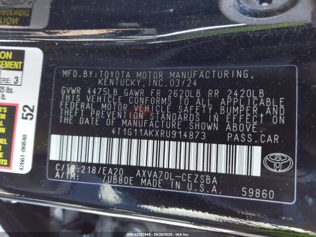 2024 TOYOTA CAMRY 4T1G11AKXRU914873 Photo 8