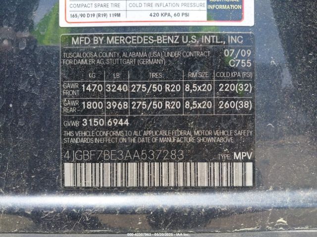 2010 MERCEDES-BENZ GL 450 4JGBF7BE3AA537283 Photo 8